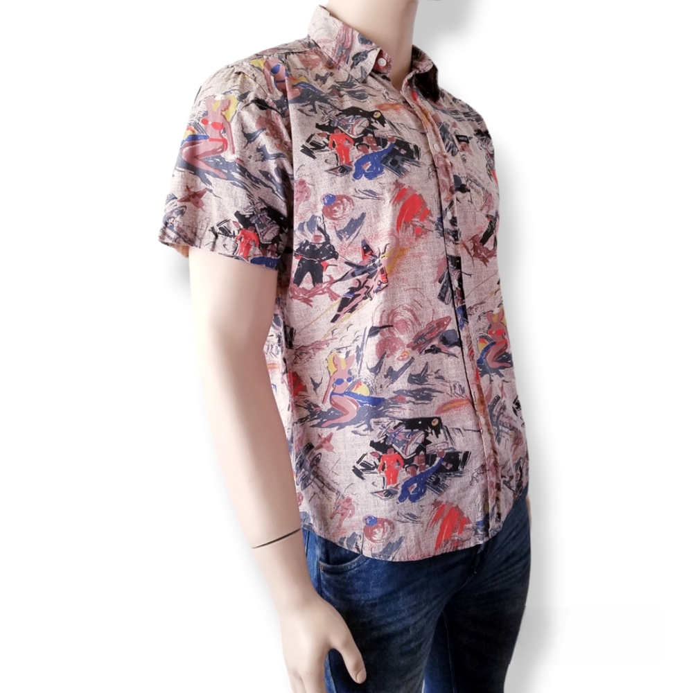 Matix Abstract Retro Print Button Down Shirt - image 2